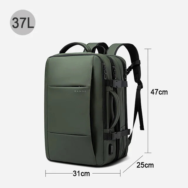BANGE Travel Backpack Men Business Backpack School Expandable USB Bag Large Capacity 17.3 Laptop Waterproof Fashion Backpack Red Magic