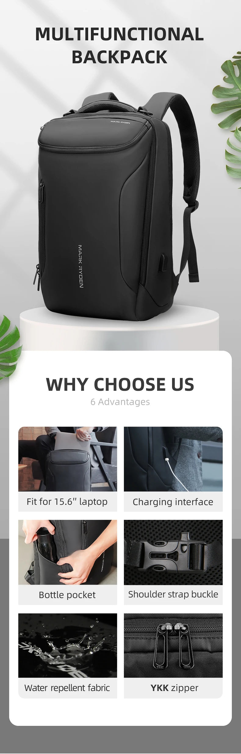 MARK RYDEN 17 inch Laptop Backpack For Men Travel Spacious Backpack Commuting COMPACTO PRO Red Magic