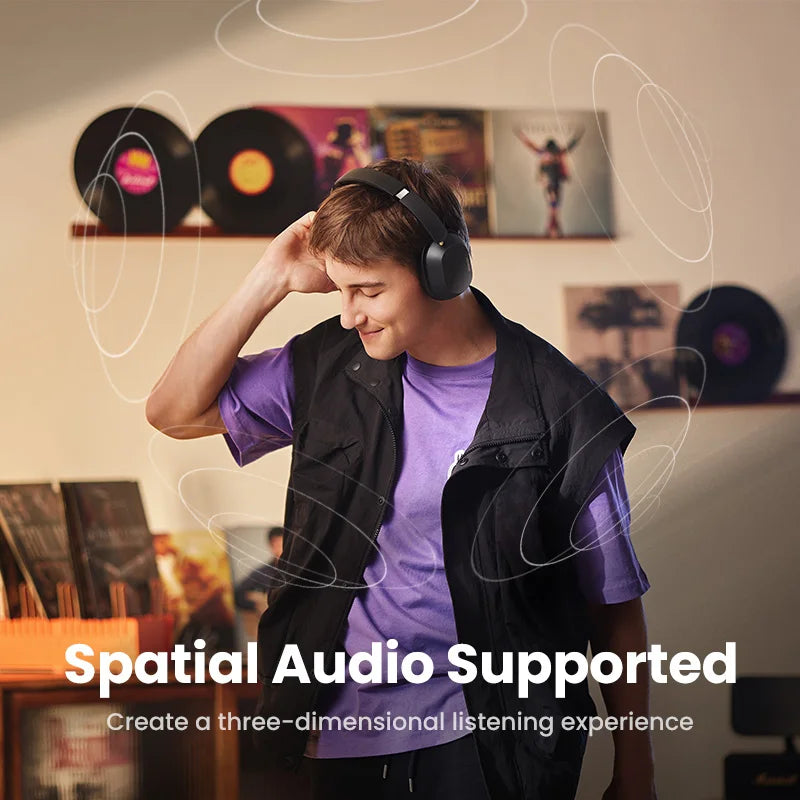 UGREEN Max5c Wireless Bluetooth Headphones ANC 43dB Active Noise Cancellation Hi-Res LDAC 75H Spatial Audio Earphones Headset Setup Lord