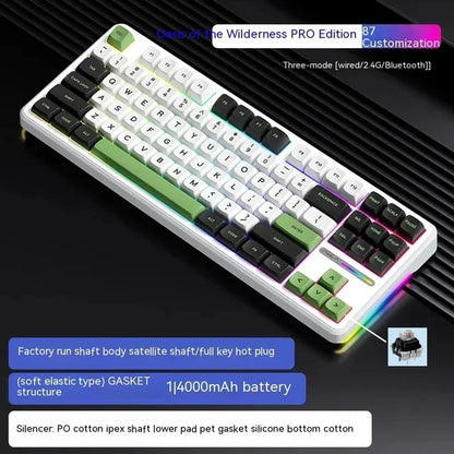 AULA F87Pro Mechanical Keyboard 2.4g/Usb/Bluetooth Tri Mode Wireless 87 Key 5 Layer Silencing Filling Suitable For Gaming+Typing Red Magic
