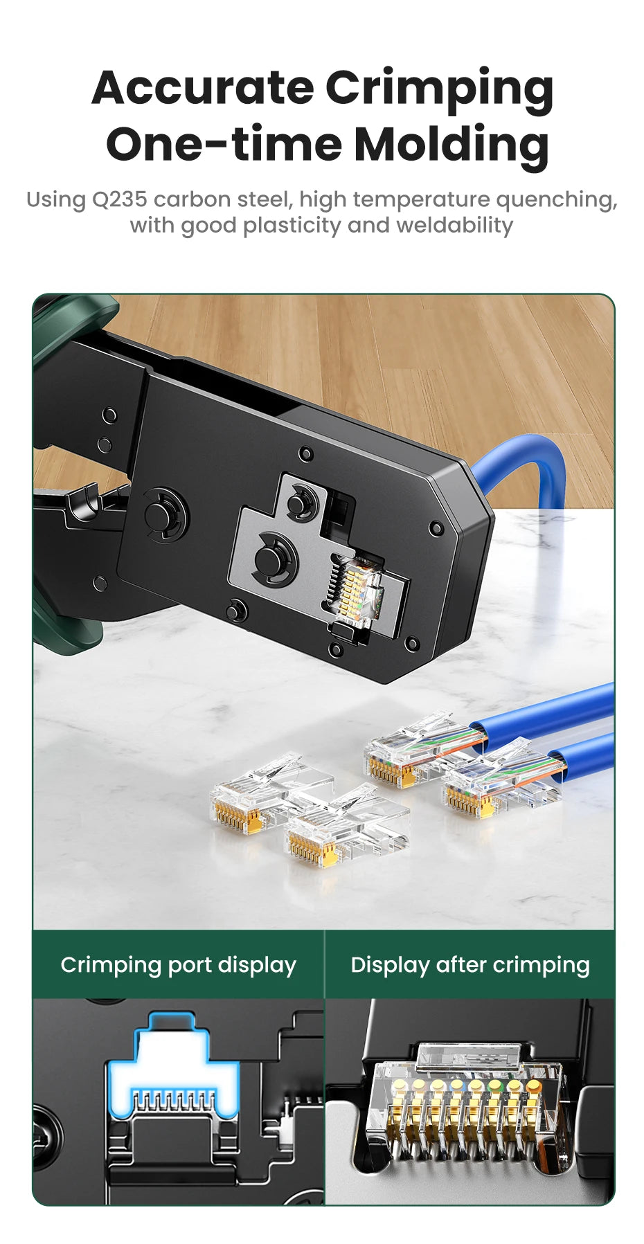 UGREEN RJ45 Crimper Tools RJ45 Crimping Pliers for CAT6/7 Ethernet Lan Cable Network Cutter Stripper Plier Multifuntion Tool Red Magic