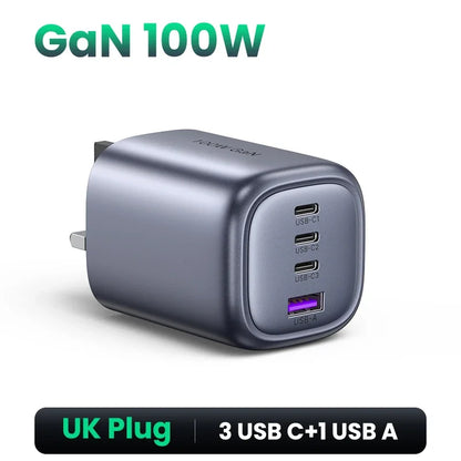 UGREEN UK Plug GaN 100W 65W Fast Charger QC 4.0 3.0  for Macbook Air Tablet iPhone 17 16 15 Pro Max Xiaomi USB Type C PD Charger Setup Lord