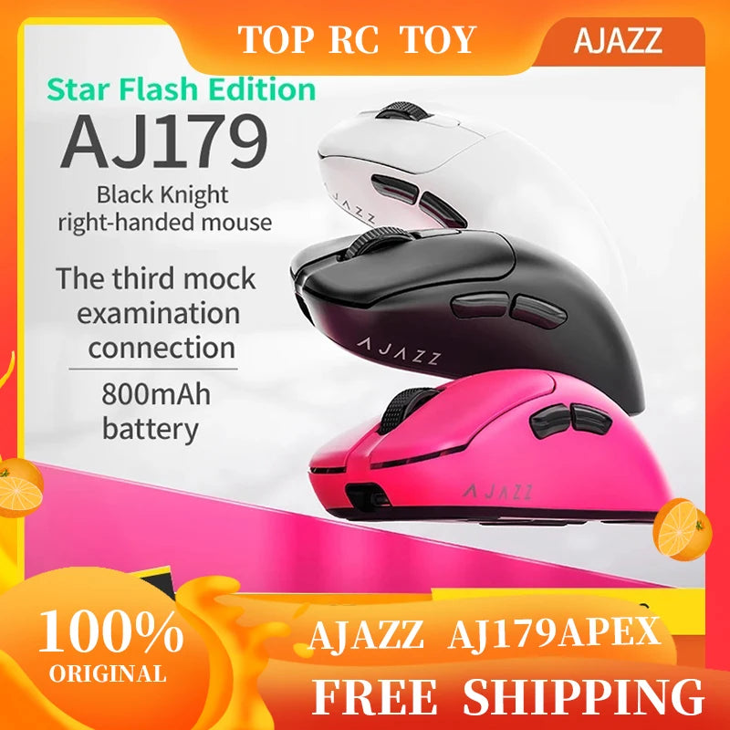 Ajazz Aj179 APEX 8k Wireless Mouse PAW3950 Sensor Three Mode Charging Base Gaming Mouse Lightweight Ergonomics 400mAh Pc Gamer Red Magic
