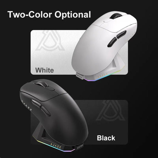 AJAZZ AJ179 PRO PAW3395 Lightweight Wired Wireless Mouse with Magnetic Charging Base Ergonomic Macro Gaming Mouse for PC Laptop Red Magic