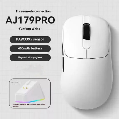 Ajazz Aj179 APEX 8k Wireless Mouse PAW3950 Sensor Three Mode Charging Base Gaming Mouse Lightweight Ergonomics 400mAh Pc Gamer Red Magic