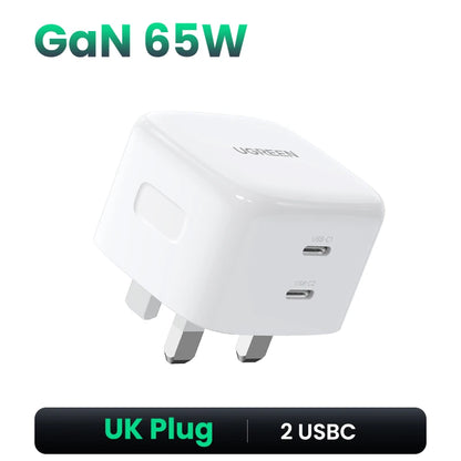 UGREEN UK Plug GaN 100W 65W Fast Charger QC 4.0 3.0  for Macbook Air Tablet iPhone 17 16 15 Pro Max Xiaomi USB Type C PD Charger Setup Lord