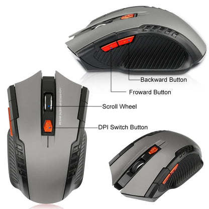 2.4G Wireless Mouse 1600DPI Optical Mouse Gamer for Computer 6 Buttons Wireless Mice with USB Receiver for PC Laptop Accessories Red Magic