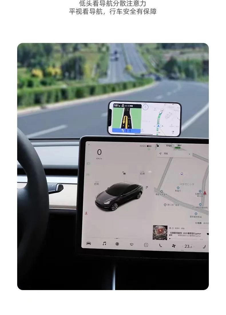 Magnetic Car Phone Holder for Tesla Model 3/Y/X/S for Magsafe IPhone 14 13 12 Metal Expansion Bracket Laptop Screen Side Mount Red Magic