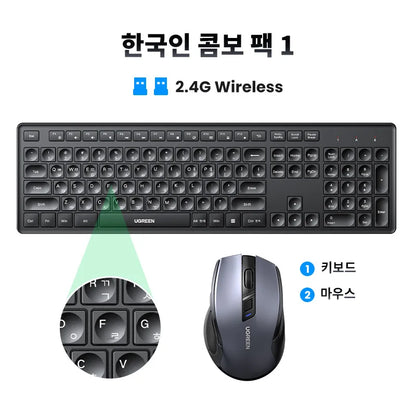 UGREEN Wireless Keyboard 2.4GHz 104 Keys Layout for Laptop Desktop Windows Mac OS PC Accessories English Russian Korean Keycaps Setup Lord