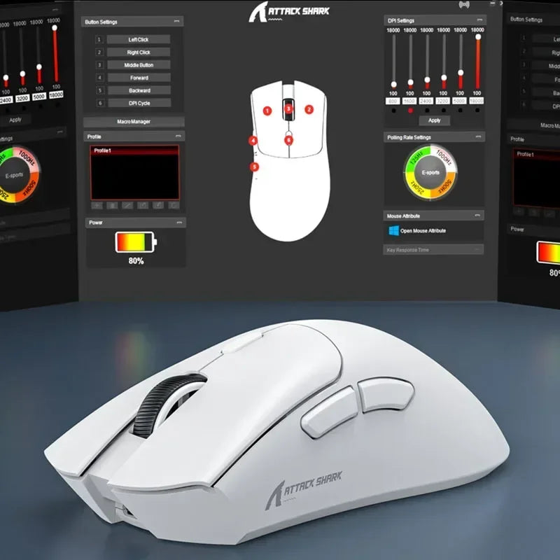 Attack Shark 18000DPI Wireless Mouse, 1000Hz,PAW3311,Bluetooth Tri-mode Connection, R1 Macro Gaming Mouse Red Magic