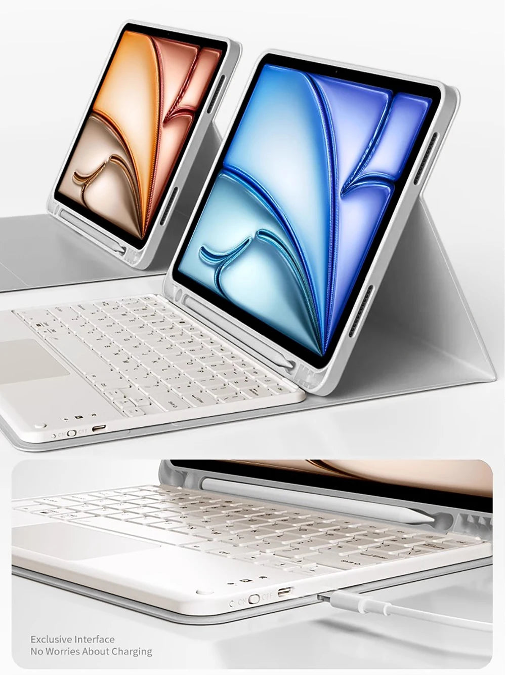 Keyboard Wireless Mouse Magic For iPad Pro 13 11 Case M4 M2 2025 M3 Air 13 11 5 4 10.2 9 8 7 Generation Case Bluetooth Keyboard Red Magic