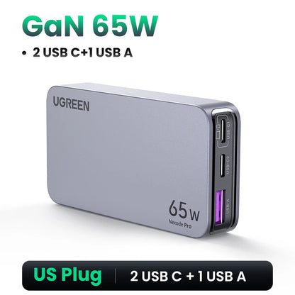 UGREEN 65W GaN Charger Quick Charge 4.0 3.0 USB C Charger For iPhone 17 16 15 Pro PD 3.0 Fast Charger For Macbook Laptop Tablet Setup Lord