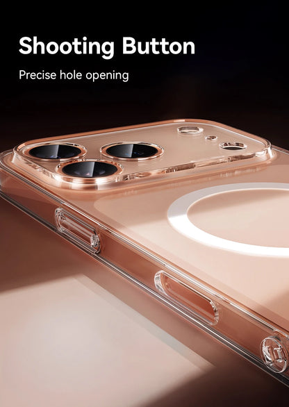 Joyroom Magnetic Case For iPhone 17 Pro Max Case Anti Yellow Transparent Cover For iPhone 17 Pro Max Wireless Charger Thin Cover Red Magic