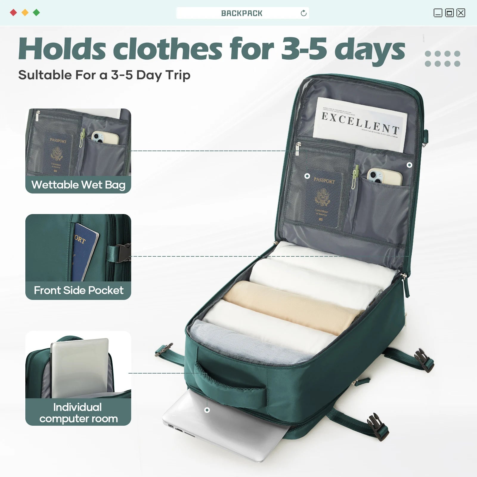 Backpack 40x30x20 Airplane, Ryanair Cabin Hand Luggage Backpack, Easyjet Laptop Backpack for Aeroplane Travel, School Backpack Red Magic