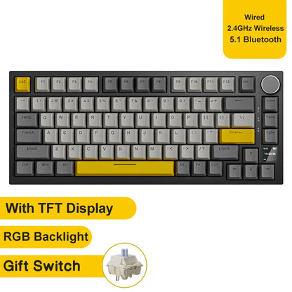 AJAZZ AK820 / AK820Pro Gaming Mechanical Keyboard 75% 82 Keys Wired Single Mode/Bluetooth Wireless Gamer Keyboard for Laptop PC Red Magic