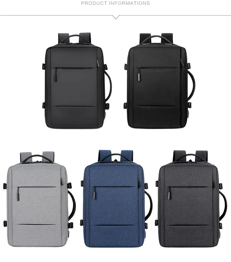 Travel Backpack Men Business Backpack School Expandable USB Bag Large Capacity Laptop Waterproof Fashion Backpack Red Magic