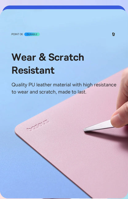 Baseus Simple Color PU Leather Mouse Mat Anti-slip Waterproof 26*21cm Mouse Pad School Supplies Office Accessories Desk Set Red Magic