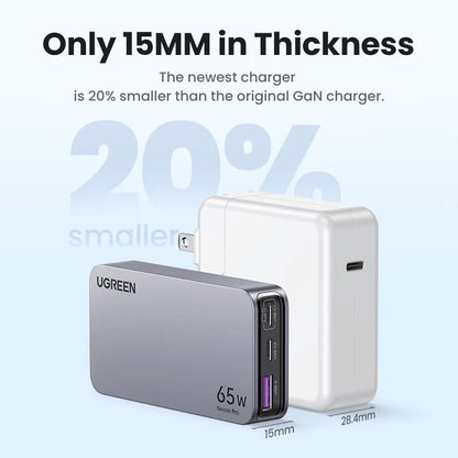 UGREEN 65W GaN Charger Quick Charge 4.0 3.0 USB C Charger For iPhone 17 16 15 Pro PD 3.0 Fast Charger For Macbook Laptop Tablet Setup Lord