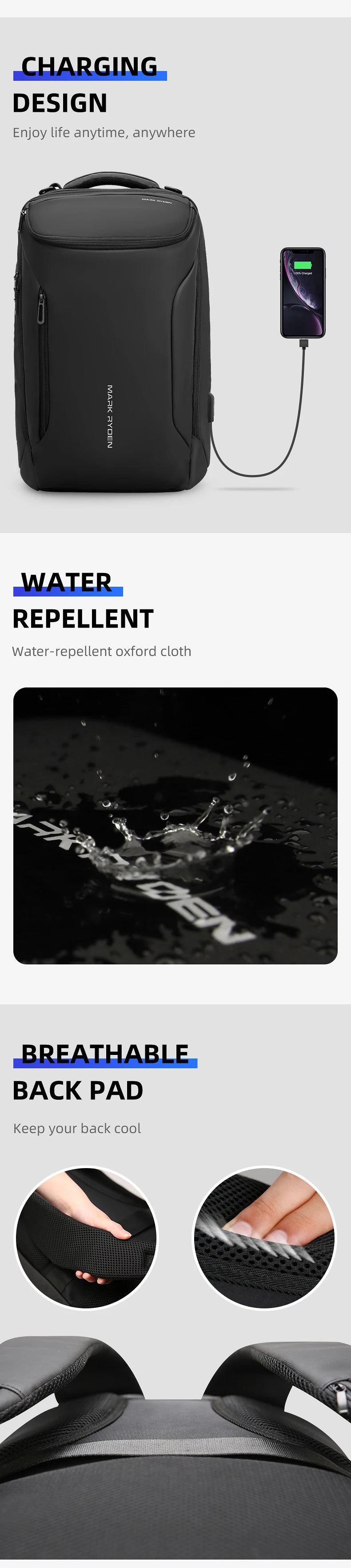 MARK RYDEN 17 inch Laptop Backpack For Men Travel Spacious Backpack Commuting COMPACTO PRO Red Magic