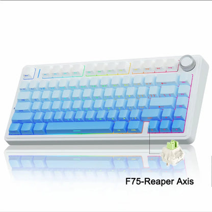 AULA F75 2.4G Wireless/Bluetooth/Wired Gaming Mechanical Keyboard RGB Customized 75% Layout OEM Profile Gasket Structure Red Magic