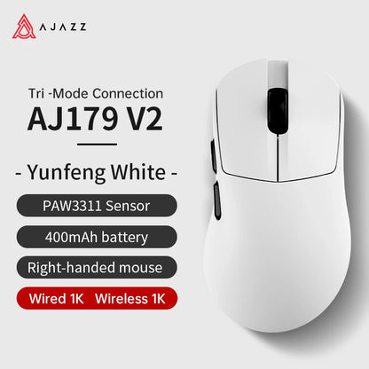 AJAZZ AJ179 PRO PAW3395 Lightweight Wired Wireless Mouse with Magnetic Charging Base Ergonomic Macro Gaming Mouse for PC Laptop Red Magic