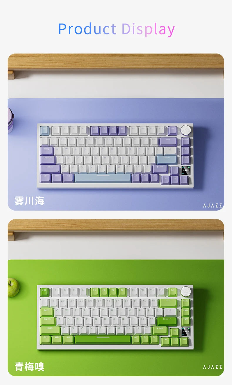 Ajazz AK820/AK820Pro Gaming Mechanical Keyboard Bluetooth 5.1/Wireless/C-Wired Customized Keyboard with Knob Hot Swapping Gasket Red Magic