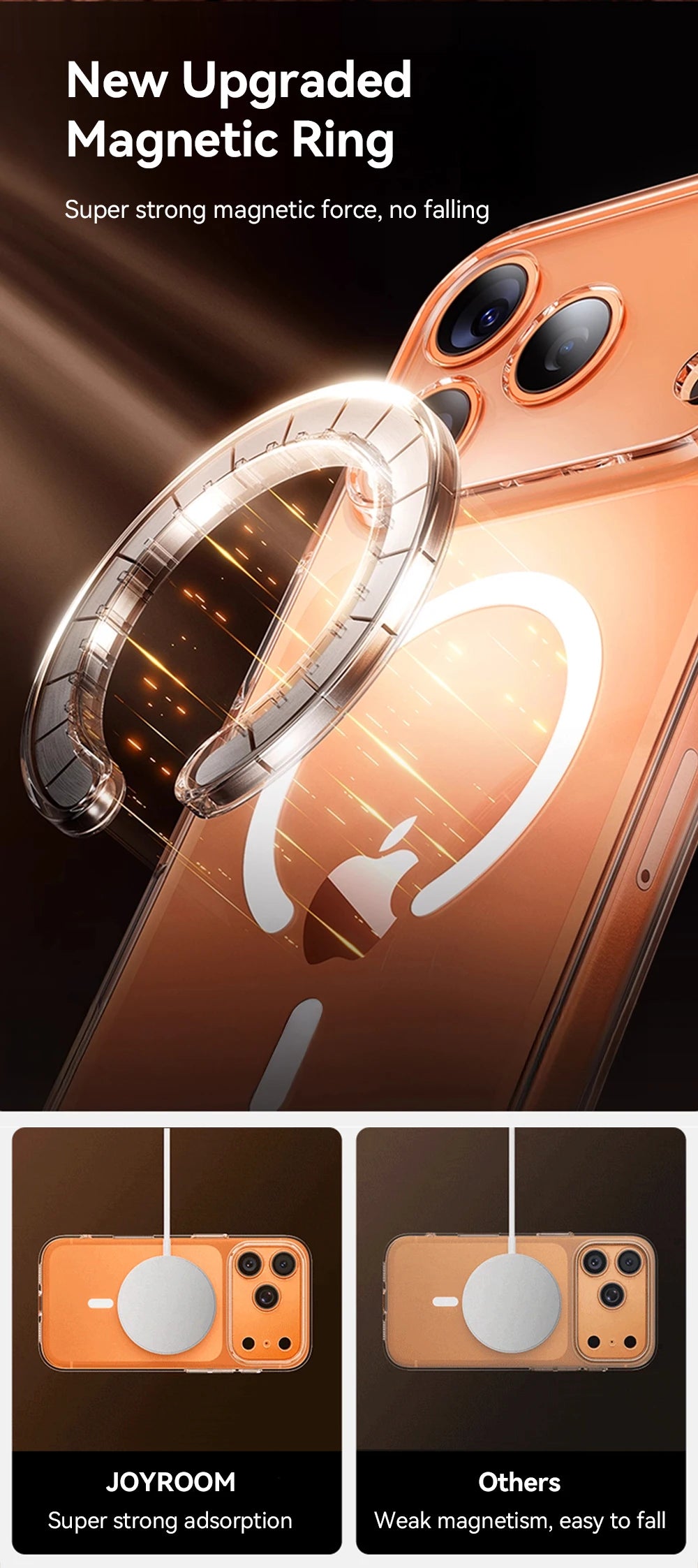 Joyroom Magnetic Case For iPhone 17 16 Pro Max Case Anti Yellow Transparent Cover For iPhone 17 Pro Wireless Charger Thin Cover Red Magic