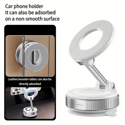 Upgraded Aluminum Alloy Vacuum Magnetic Car Phone Holder with 360° Rotation & Foldable Design Strong Magnetic Absorption Setup Lord
