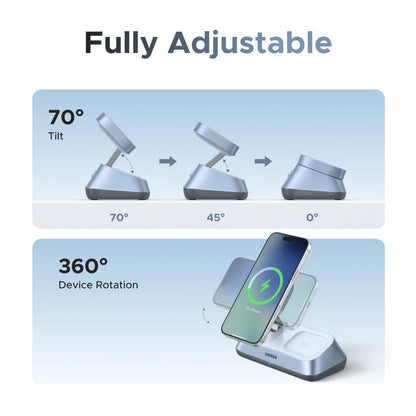 UGREEN Qi2 25W MAX Magnetic Wireless Charger Stand 3- in-1 Charging For iPhone 17 Pro Max/AirPods 4 For MagSafe Fast Charger Setup Lord