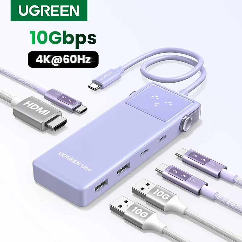 UGREEN USB HUB Uno Type-C to 4K60Hz HDMI PD100W 10Gbps USB-A/USB-C Splitter for MacBook Air Pro Dell Laptop Accessories Docking Setup Lord