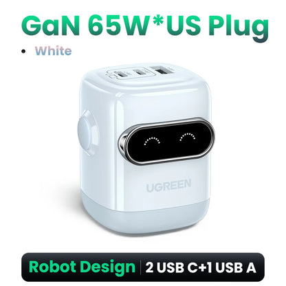 【US Plug】UGREEN 65W 30W GaN Charger Robot Design PD3.0 QC4.0 3.0 PPS Fast Charger for iPhone 17 16 15 Pro Macbook Laptops Tabl Setup Lord