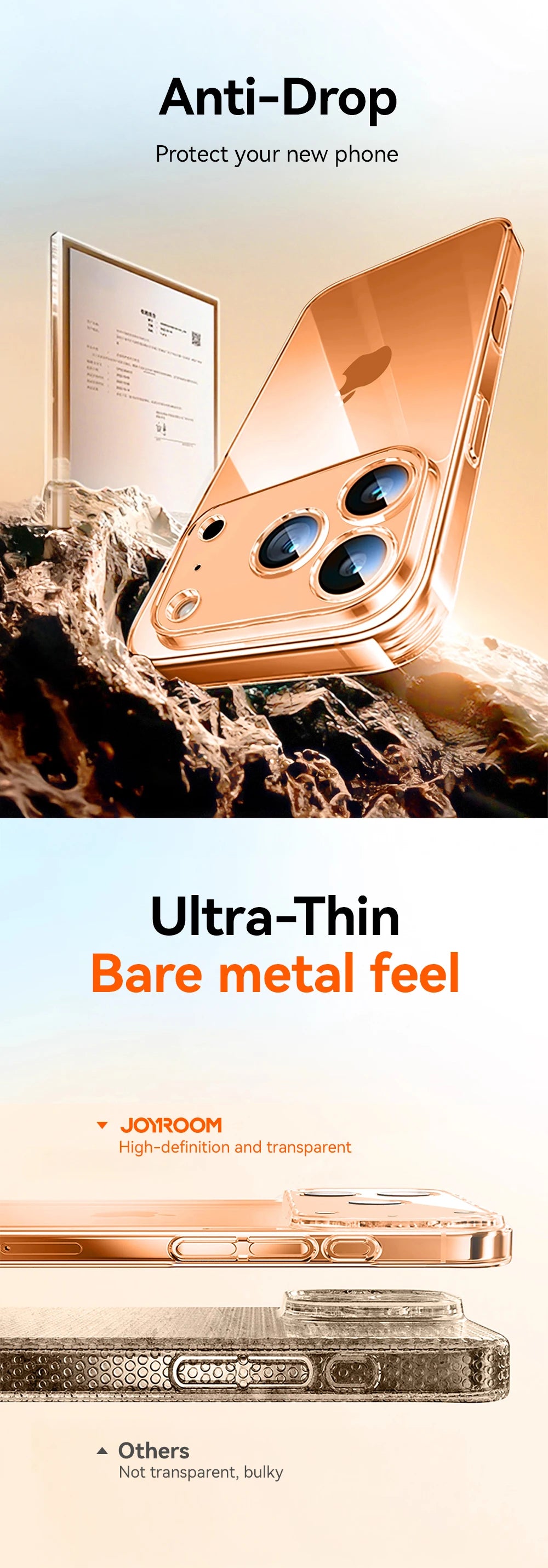 Joyroom For iPhone 17 16 15 Pro Max Case Lens Protection Anti-Yellow Case For iPhone 17 16 Pro Max Transparent Shockproof Cover Red Magic