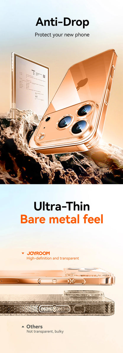 Joyroom For iPhone 17 16 15 Pro Max Case Lens Protection Anti-Yellow Case For iPhone 17 16 Pro Max Transparent Shockproof Cover Red Magic