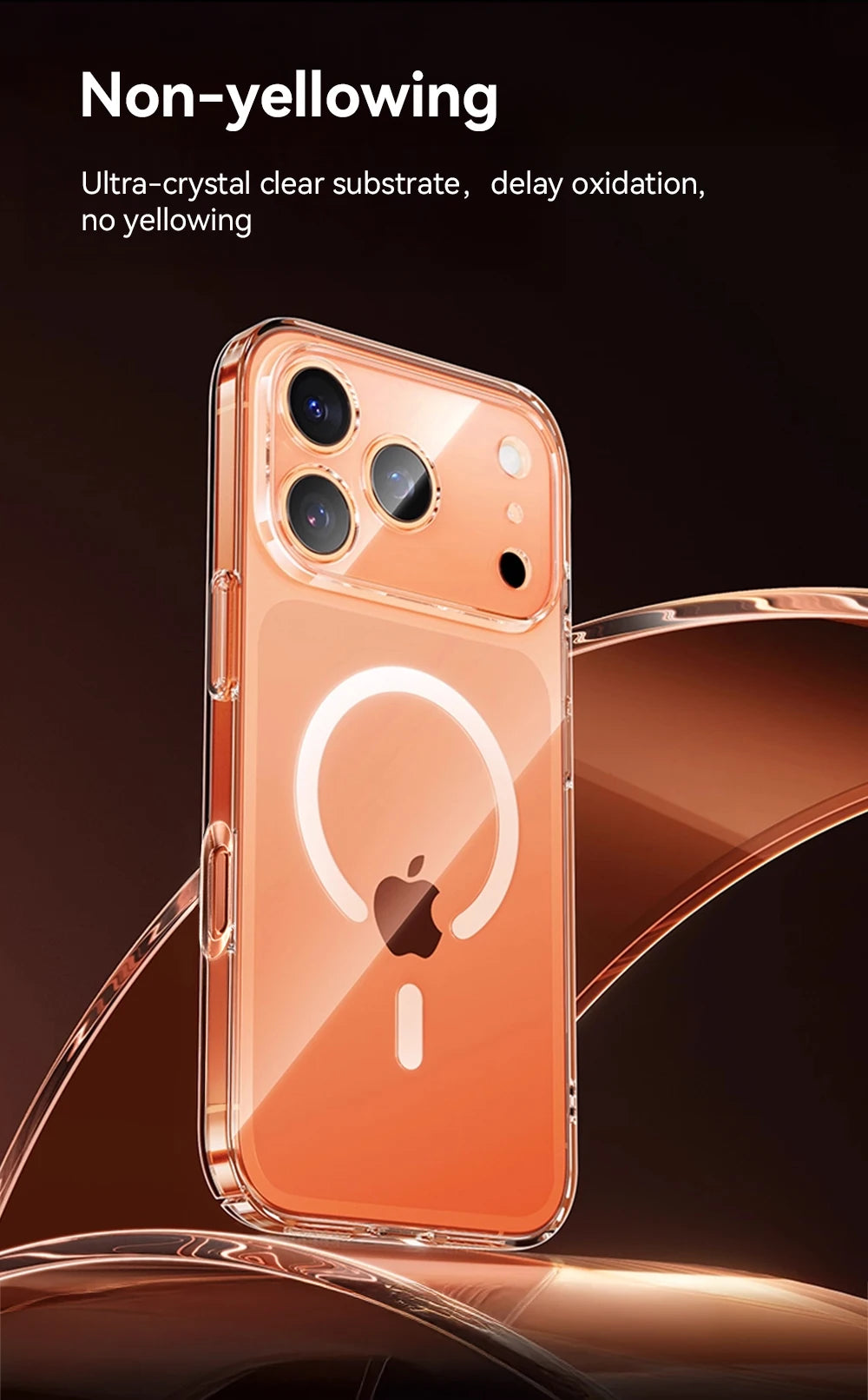 Joyroom Magnetic Case For iPhone 17 16 Pro Max Case Anti Yellow Transparent Cover For iPhone 17 Pro Wireless Charger Thin Cover Red Magic