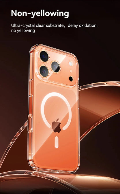 Joyroom Magnetic Case For iPhone 17 16 Pro Max Case Anti Yellow Transparent Cover For iPhone 17 Pro Wireless Charger Thin Cover Red Magic