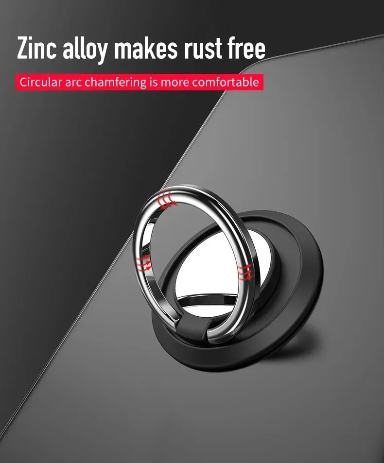 Finger Ring Holder Stand Grip 360 Rotating For Mobile Phone Car Magnetic Mount Phone Back Sticker Pad Unniversal Bracket Red Magic