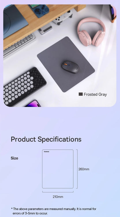 Baseus Simple Color PU Leather Mouse Mat Anti-slip Waterproof 26*21cm Mouse Pad School Supplies Office Accessories Desk Set Red Magic