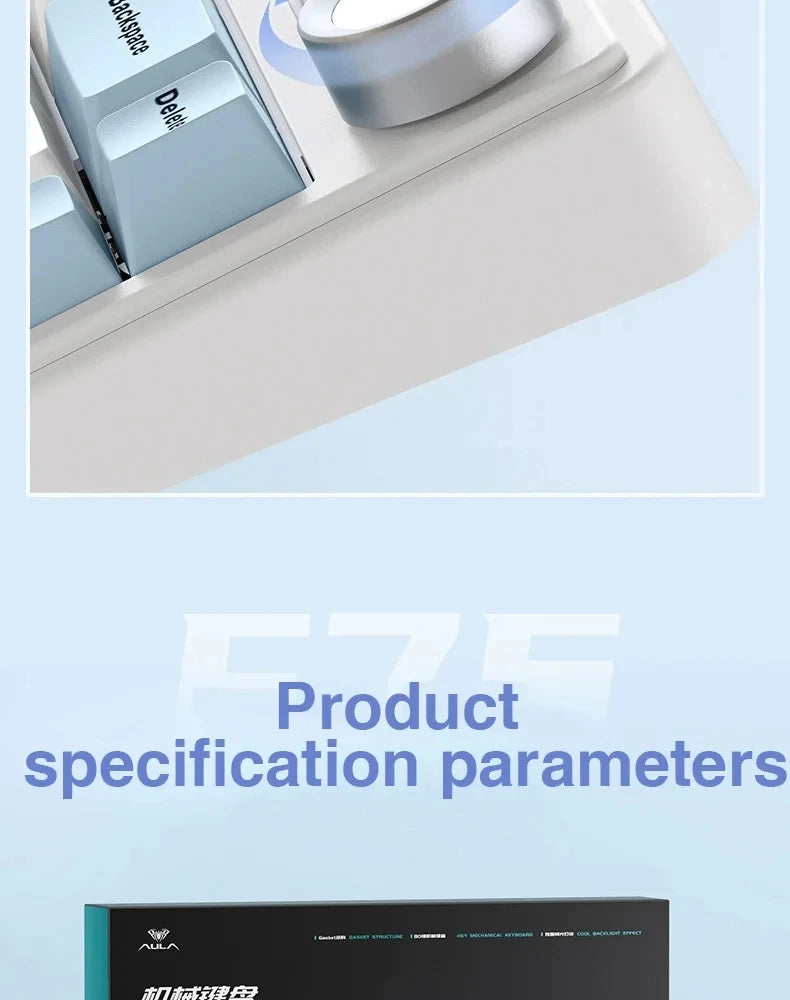 AULA F75 2.4G Wireless/Bluetooth/Wired Gaming Mechanical Keyboard RGB Customized 75% Layout OEM Profile Gasket Structure Red Magic