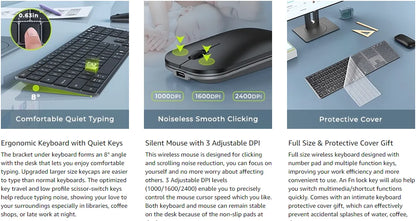 Seenda Wireless Bluetooth Keyboard and Mouse Combo Multi-Device Rechargeable Slim Keyboards and Mice for Win MacBook Pro Air Red Magic