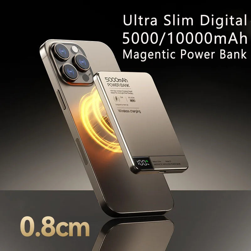 10000mAh Power Bank Magnetic Qi Wireless Charger PD20W Super Fast Charging Powerbank For Magsafe iPhone Samsung Huawei Xiaomi Red Magic