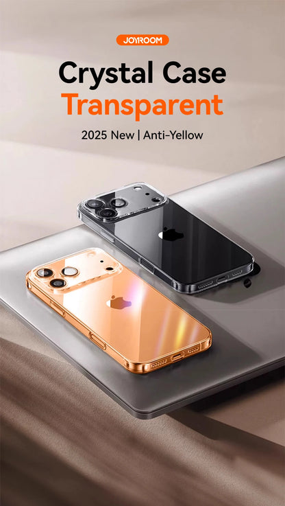 Joyroom For iPhone 17 16 15 Pro Max Case Lens Protection Anti-Yellow Case For iPhone 17 16 Pro Max Transparent Shockproof Cover Red Magic