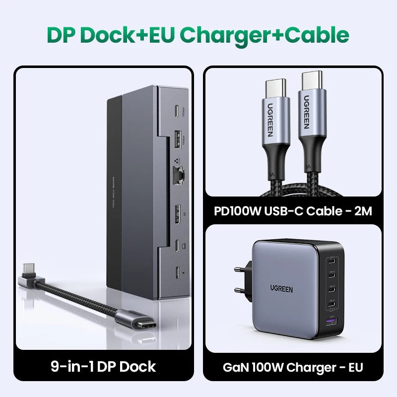 UGREEN Steam Deck Docking Station 10Gbps USB-C to 4K120Hz DisplayPort Gigabit RJ45 PD100W TF/SD for PC iPad Rog Ally/X Legion Go Setup Lord
