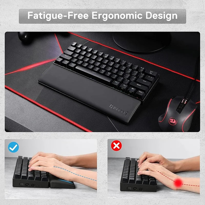 Redragon Gaming Keyboard Wrist Rest Pad, Ergonometric Soft Memory Foam Hand Support Ergonomic Anti-Slip Rubber Stable Base Red Magic