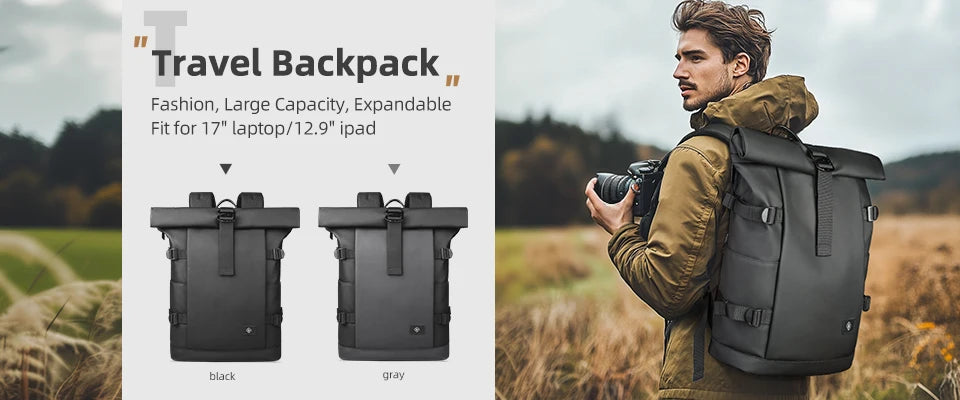 HK Expandable Travel Backpack Men Large Capacity Waterproof 15.6” Laptop Bag Hiking Rucksack Cycling Daypack Bag with USB Port Red Magic