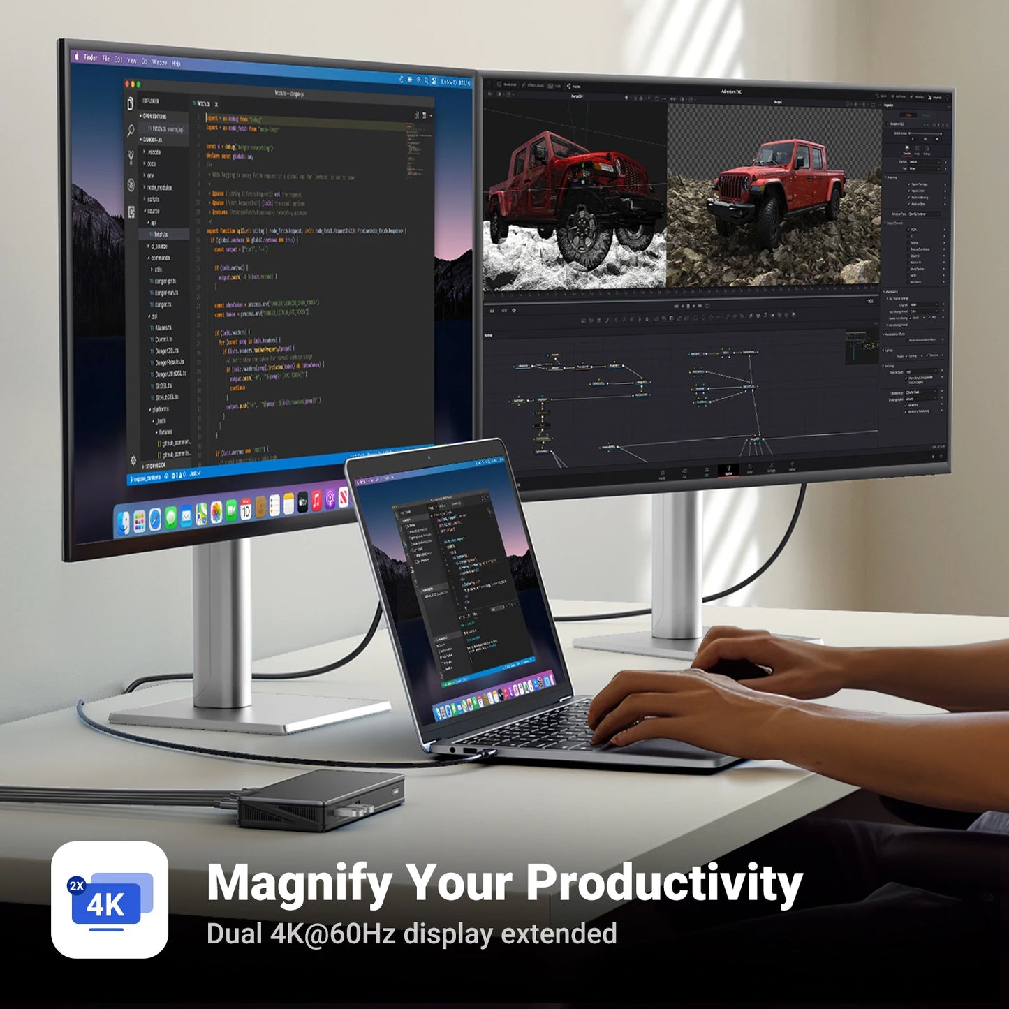 UGREEN USB C HUB Docking Station DisplayLink 9-in-1 2DP 2HDMI Dual 4K@60Hz for MacBook Windows 10Gbps PD100W Gigabit RJ45 Ports Setup Lord