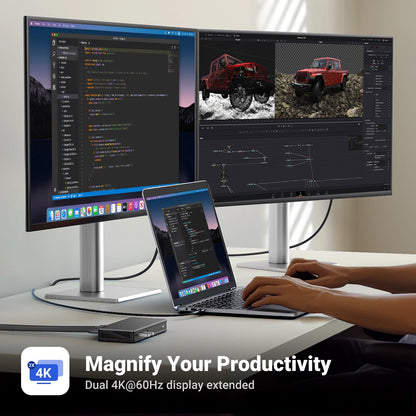 UGREEN USB C HUB Docking Station DisplayLink 9-in-1 2DP 2HDMI Dual 4K@60Hz for MacBook Windows 10Gbps PD100W Gigabit RJ45 Ports Setup Lord