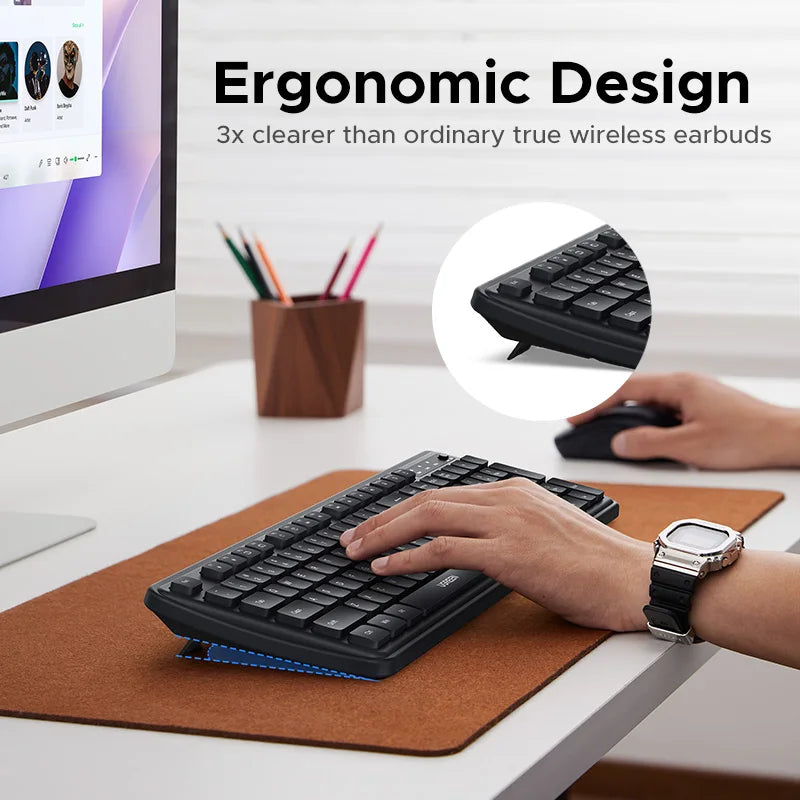 UGREEN 2.4G Wireless Keyboard 104 Keys Ultra-Slim US RU Layout Wireless Keyboard Black for PC Laptop Desktop Setup Lord