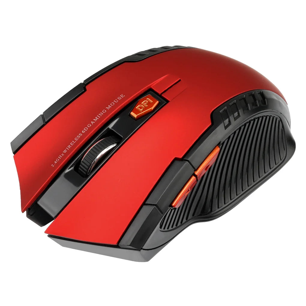 2.4G Wireless Mouse 1600DPI Optical Mouse Gamer for Computer 6 Buttons Wireless Mice with USB Receiver for PC Laptop Accessories Red Magic