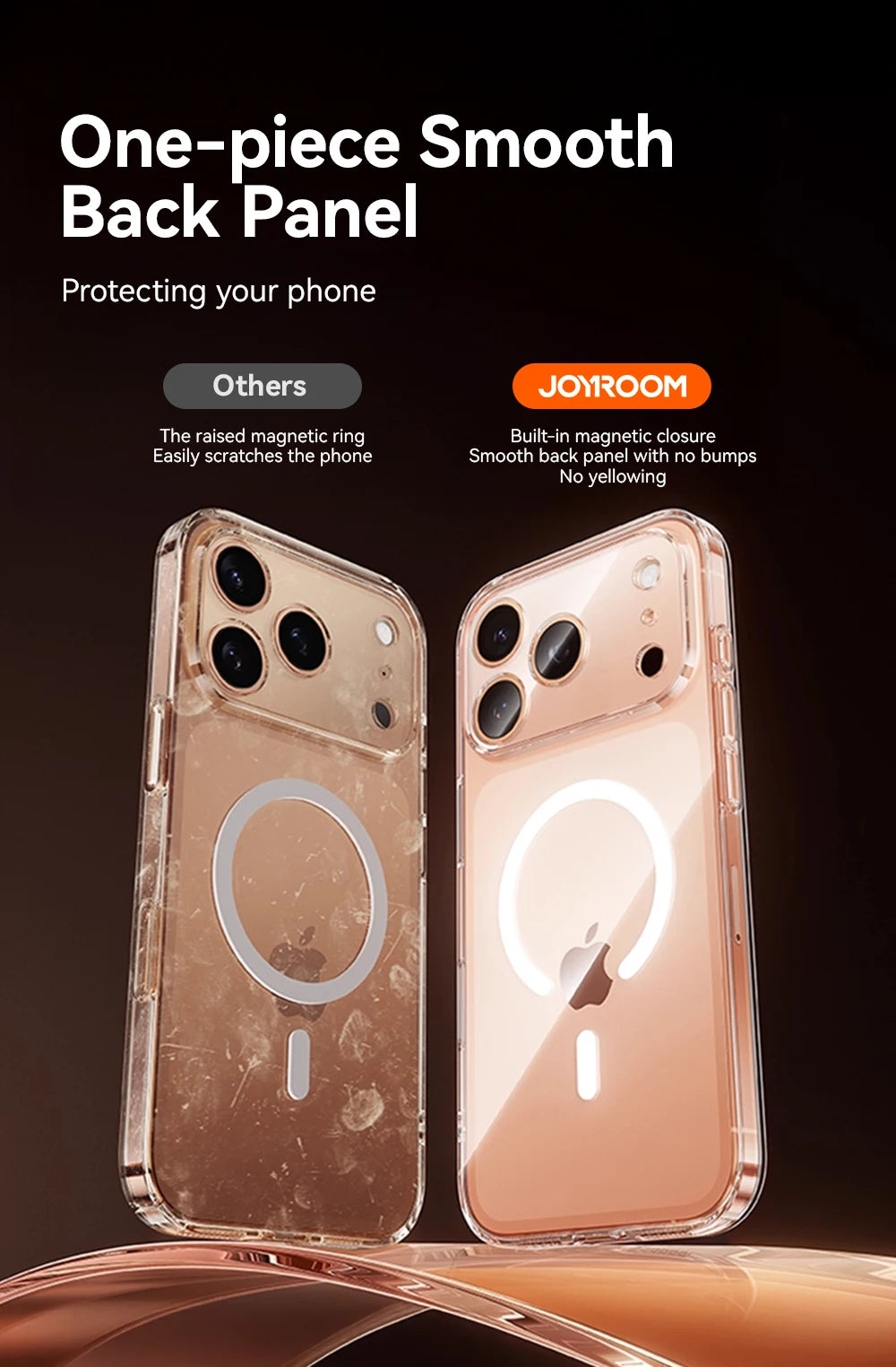 Joyroom Magnetic Case For iPhone 17 Pro Max Case Anti Yellow Transparent Cover For iPhone 17 Pro Max Wireless Charger Thin Cover Red Magic