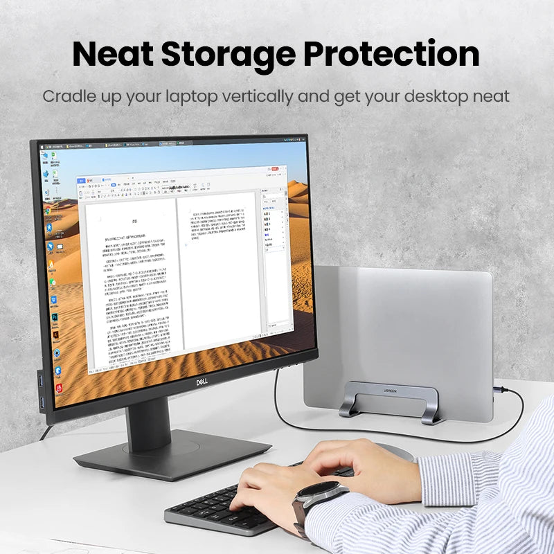 UGREEN Vertical Laptop Stand Holder For MacBook Air Pro Aluminum Foldable Notebook Stand Laptop Support MacBook Pro Tablet Stand Red Magic